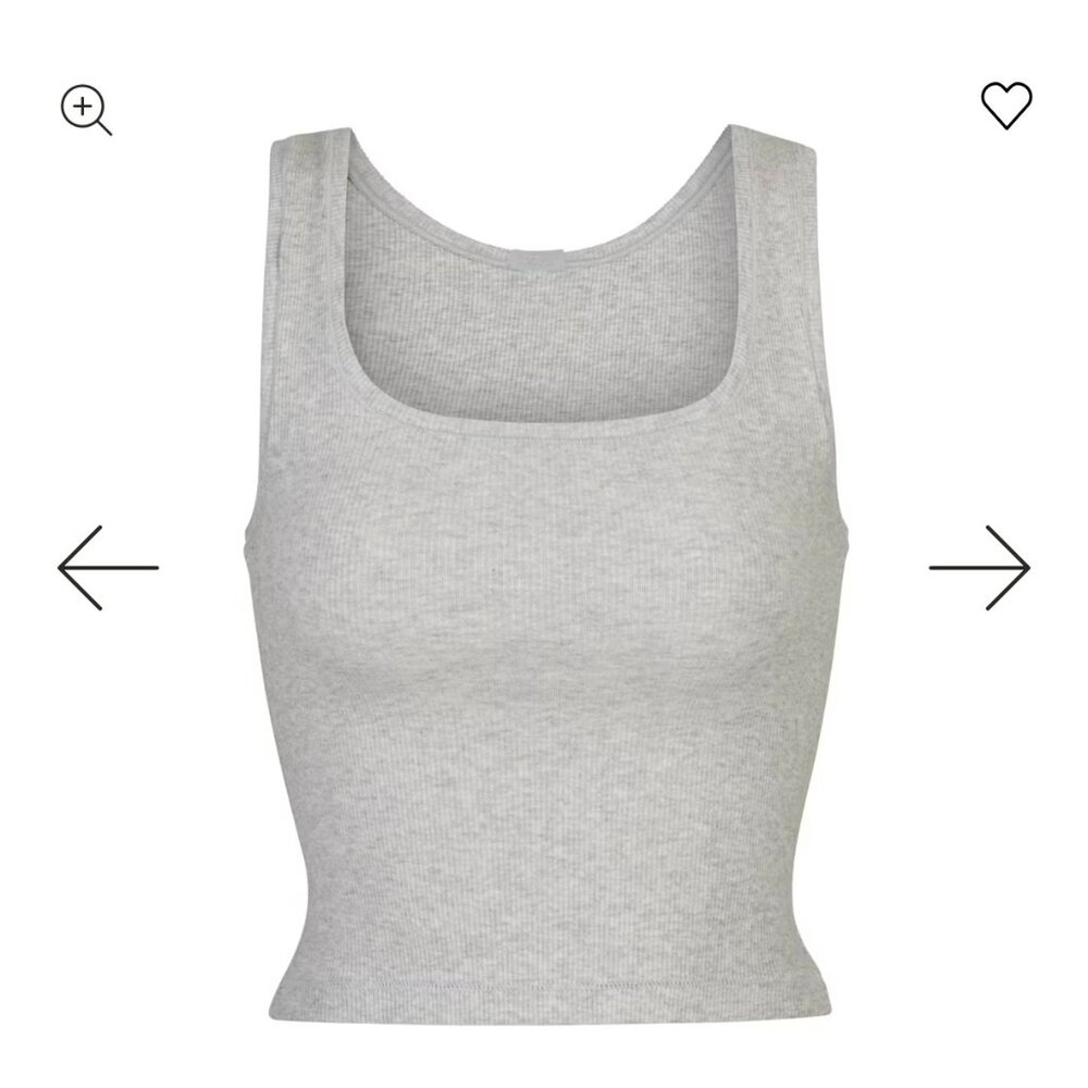 Skims Cotton Rib Tank in Light Heather Gray